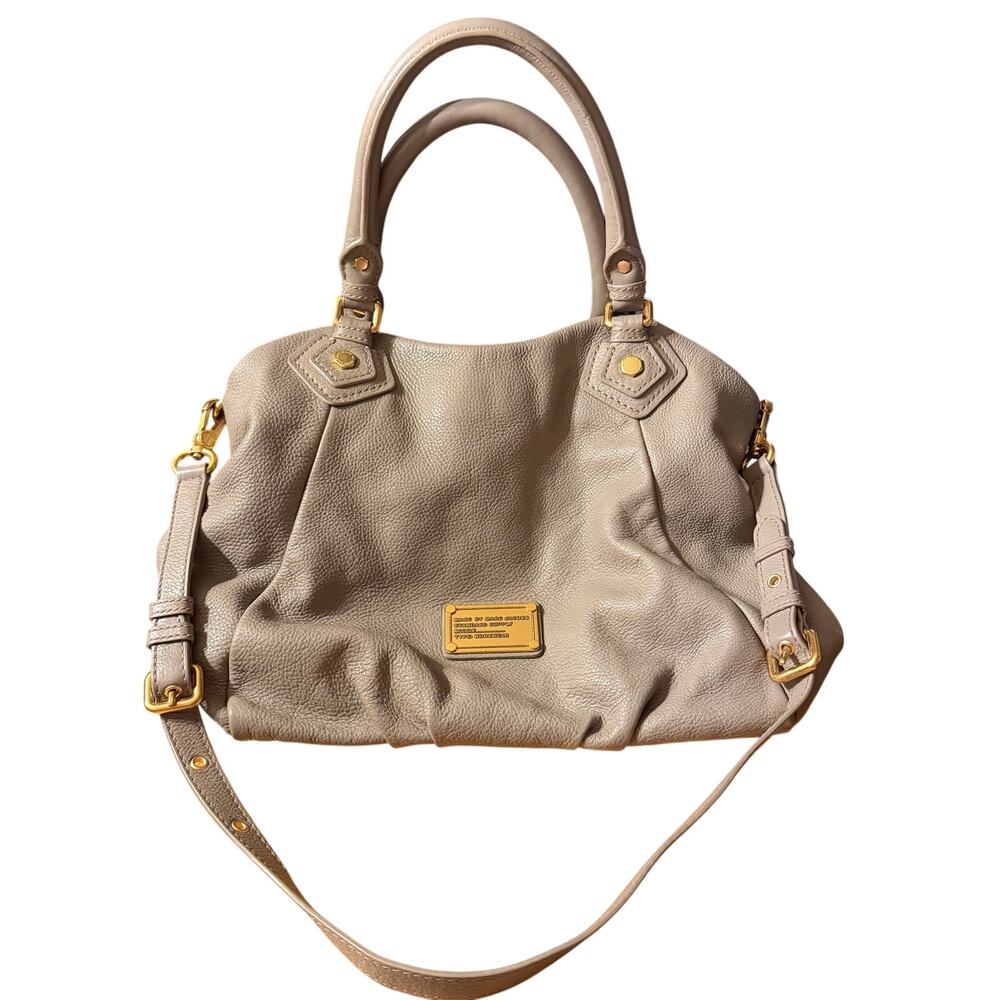 Marc by Marc Jacobs taupe pebbled leather satchel gold hardware crossbody  bag - Picture 2 of 16